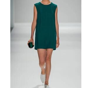 Helmut Lang Faint Drop Fold Shift Dress V-back Sleeveless in Siphon